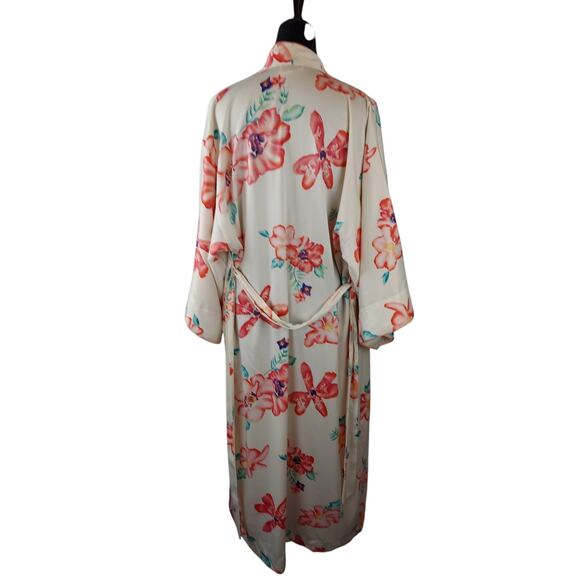 Natori Womens Asian Multi Color Floral Romantic Kimono Inspired Long Robe S - Picture 7 of 11